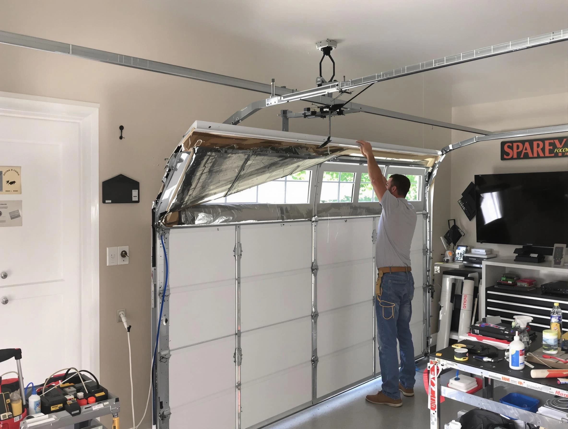 Garage door section replacement by Worcester Garage Door Repair in Worcester