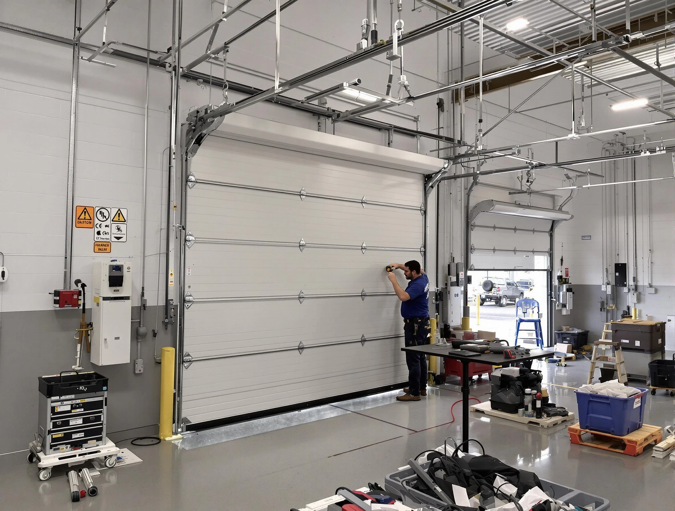 Commercial garage door repair being performed by Worcester Garage Door Repair expert in Worcester