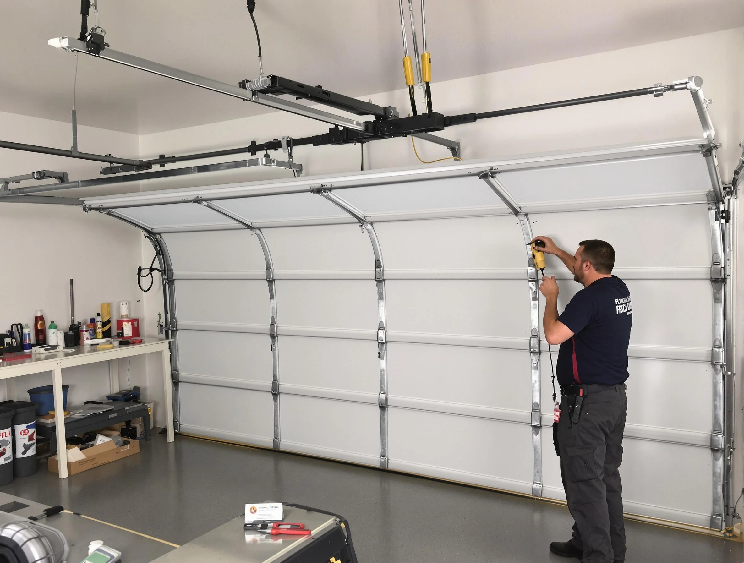 Worcester Garage Door Repair certified technician performing overhead door system repair in Worcester